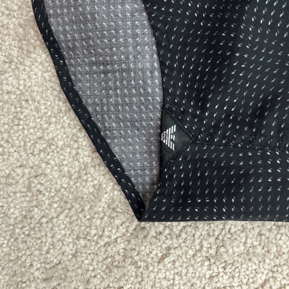 NEW Emporio Armani Mens M Button Down Shirt Black Micro Fancy $345 NWT - Picture 9 of 12